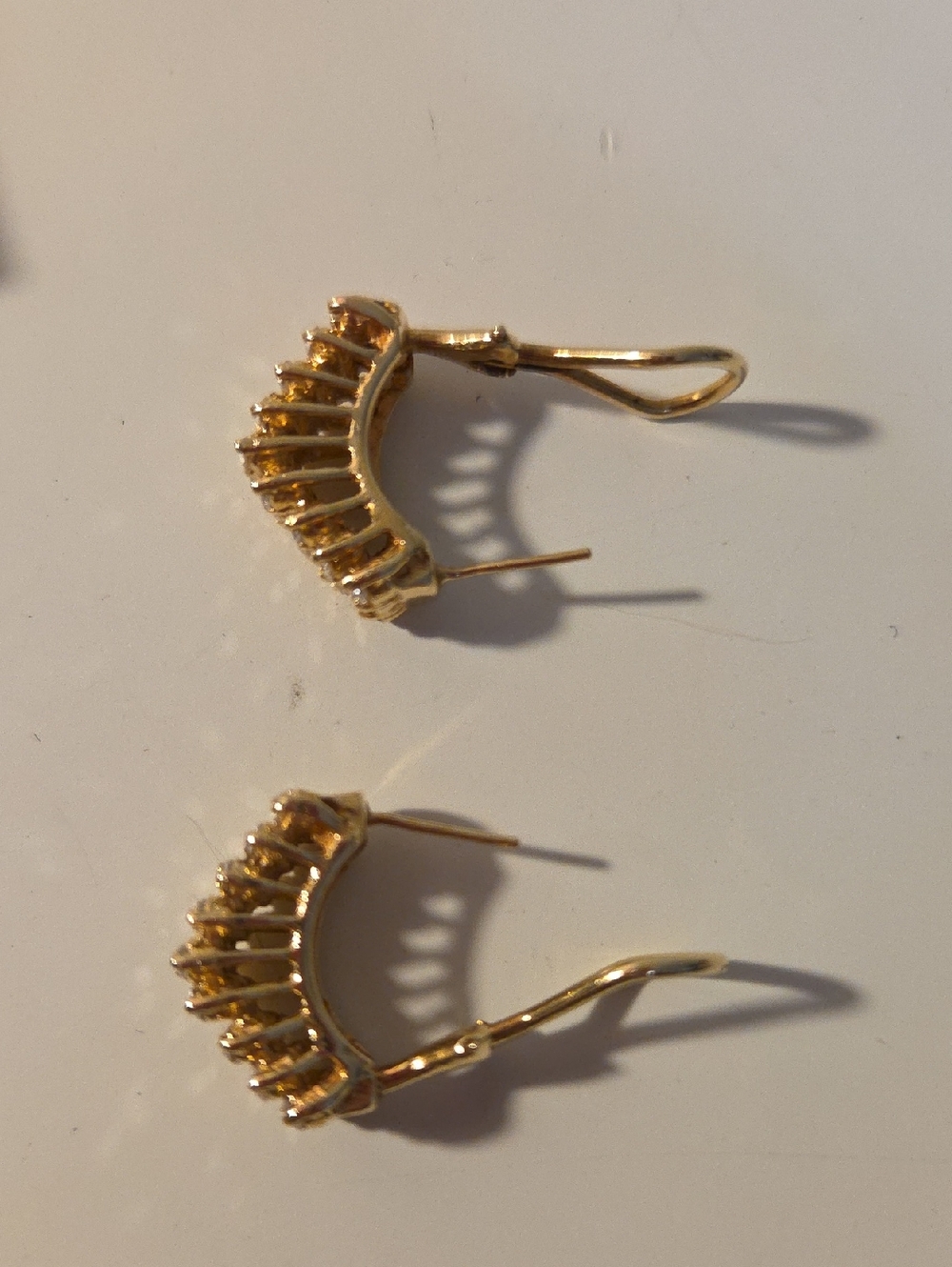 Gold Diamond 14k Fish Design Earrings 11g Real Gold Elegant Statement Jewe - Picture 3 of 7